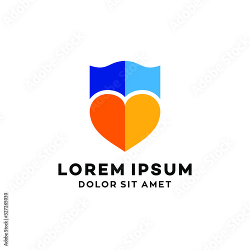love and care icon, shield with heart logo design vector Free Download love and care icon, shield with heart logo design vector - GFXLoad