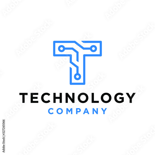 Digital Technology Letter initial T connection Icon Logo Design Element vector logotype template 
