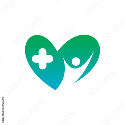 medical nature green hearth love people active healthy logo design