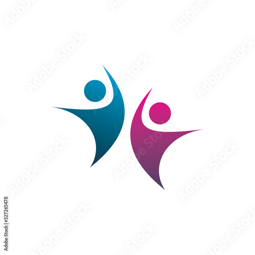 group active healthy people color logo design