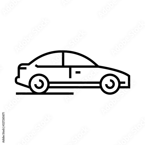 Passenger car line icon, concept sign, outline vector illustration, linear symbol.