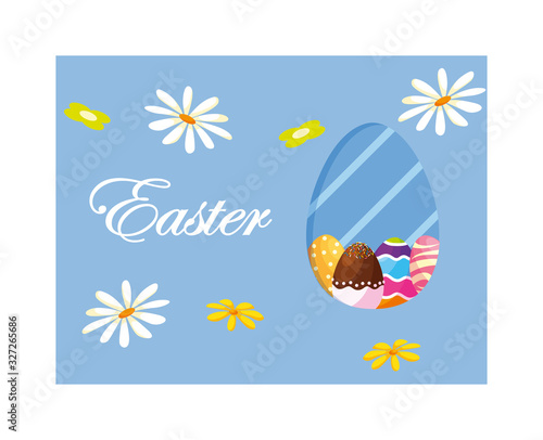 easter label with egg, greeting card