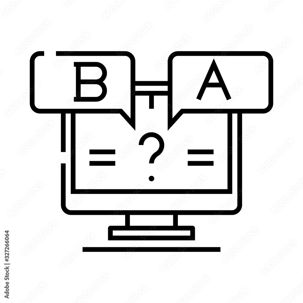 Online translation line icon, concept sign, outline vector illustration, linear symbol. Online translation line icon, concept sign, outline vector illustration, linear symbol.