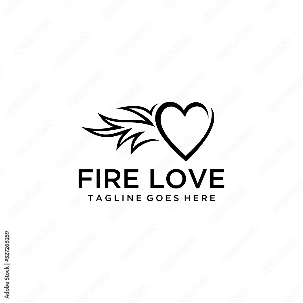 Illustration of heart sign with a large fire around it.