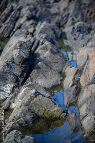 Picturesque surface of turbidites on the northern coast of Spain near the village of Armintza. Basque Country. Northern spain photo