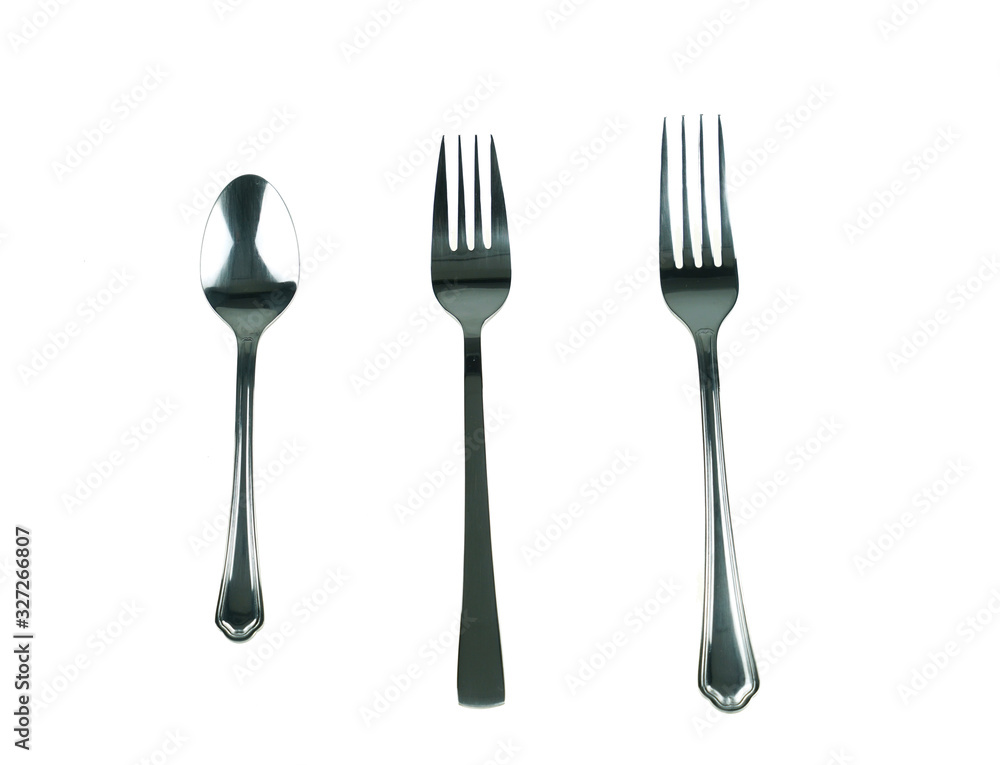 stainless fork and spoon isolated on white background stainless fork and spoon isolated on white background