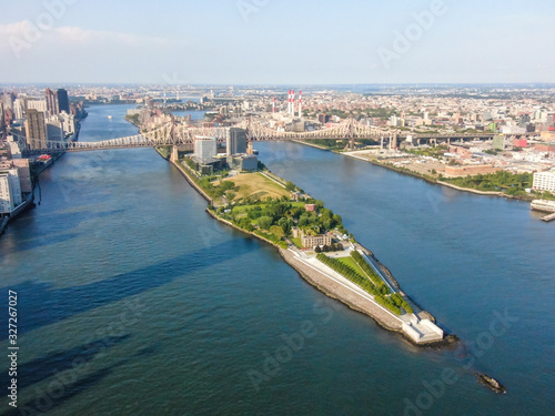 New York roosevelt island Cornell Tech in sunny day, aerial photography