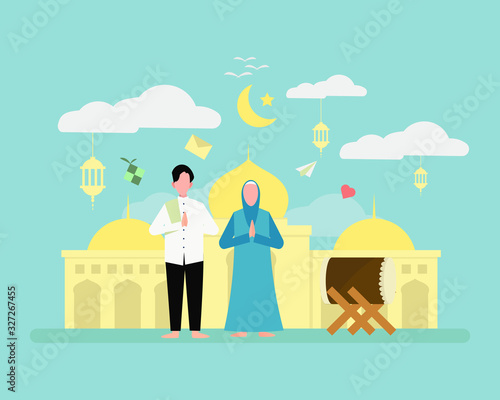 Koncept illustration of ramadan. vector design for landing pages, printing needs, posters, presentations and other related matters