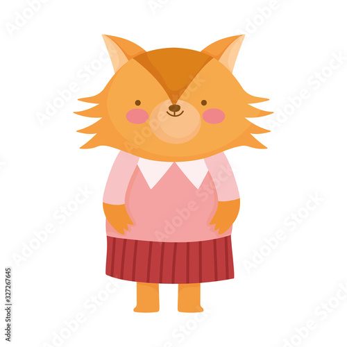 cute female fox with clothes animal cartoon character