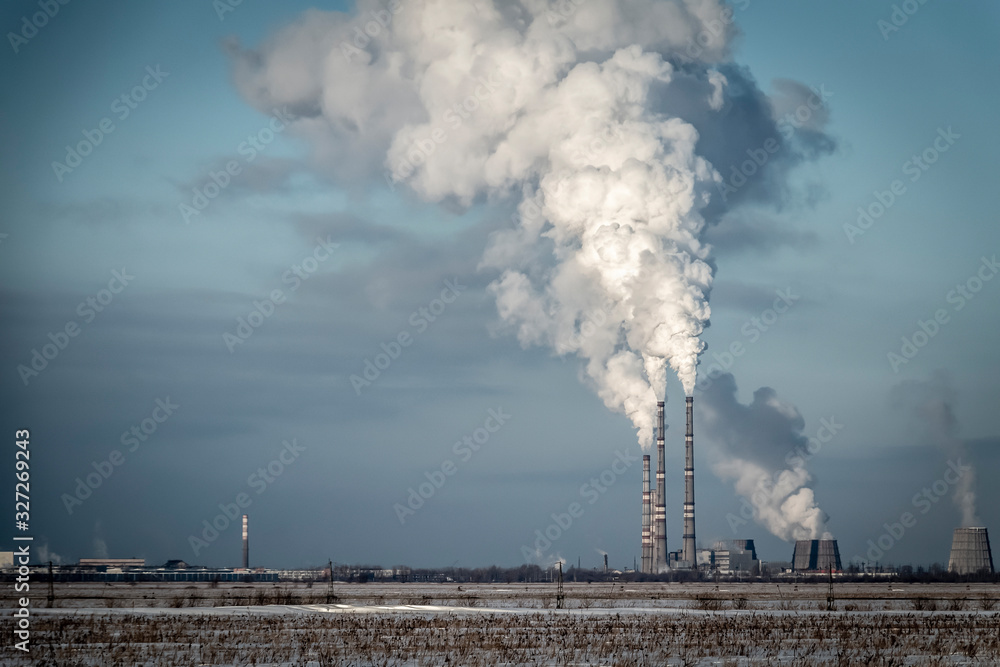 Smoke from factory chimneys pollutes the environment. Smoke from factory chimneys pollutes the environment.