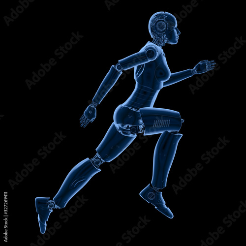 X-ray female cyborg or robot run