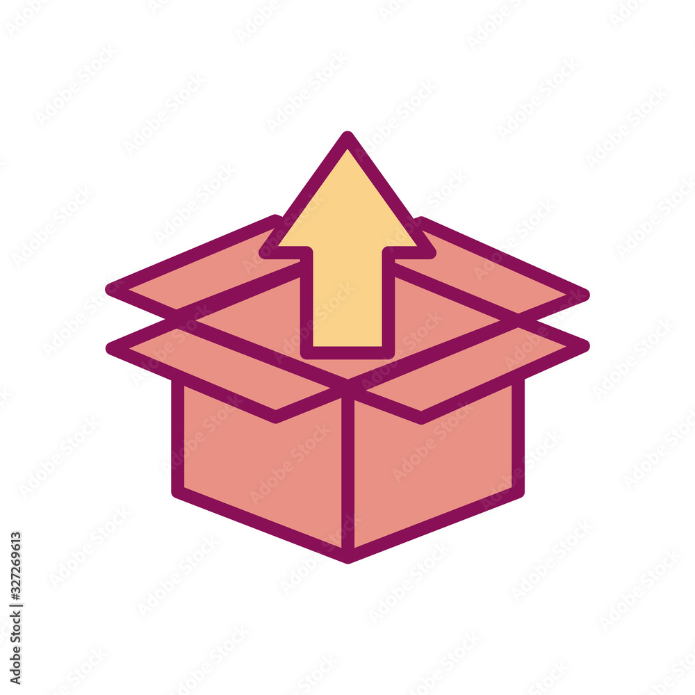 Isolated delivery box and arrow line and fill style icon vector design Isolated delivery box and arrow line and fill style icon vector design