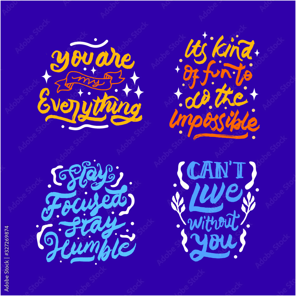 set of hand drawn lettering inspirational and motivational quote