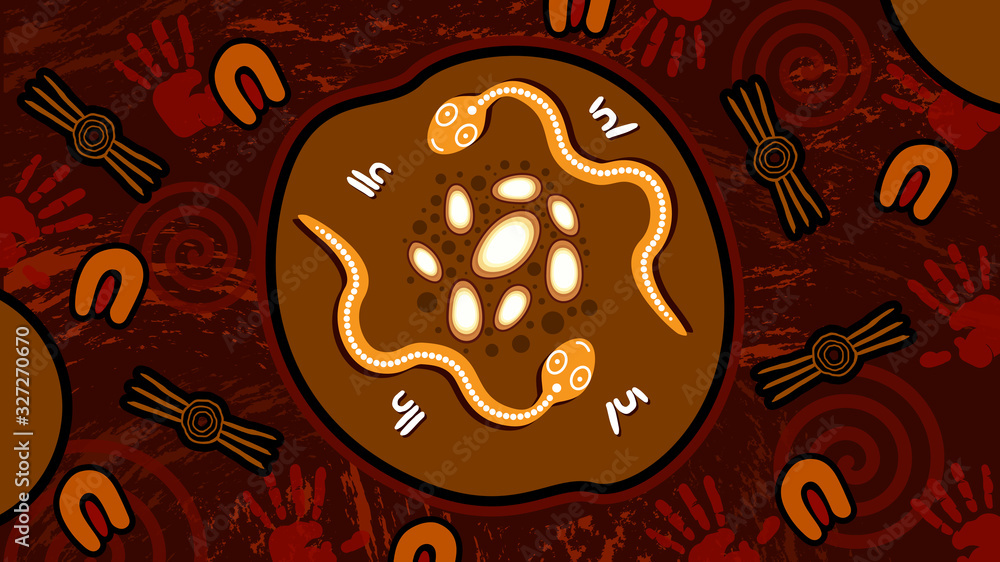 Aboriginal art vector painting with snake Stock Vector | Adobe Stock