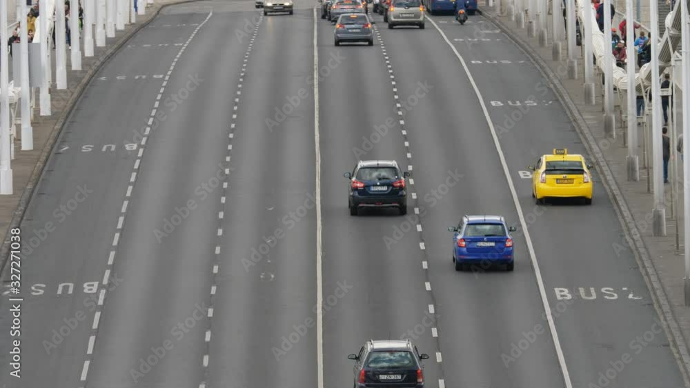Cars pass on the bridge Cars pass on the bridge