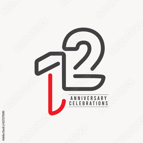 12 Years Anniversary Celebration Vector Template Design Illustration