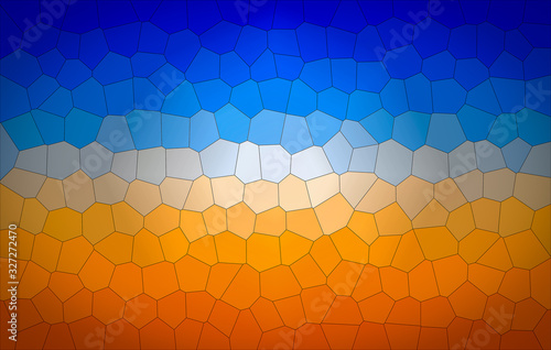 Abstract Irregular Geometric Shapes background in bright   pleasant blue   Orange colors.