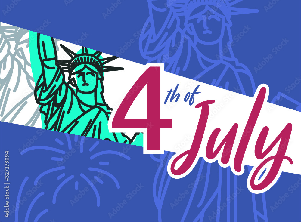 4th of July united state Independence day. with liberty statue illustration