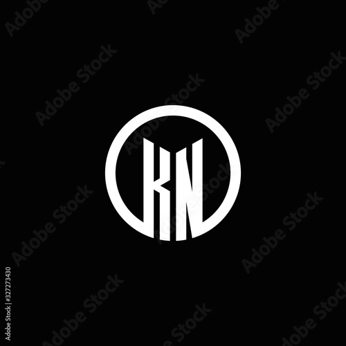 KN monogram logo isolated with a rotating circle