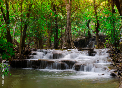 Huai Mae Khamin Natural Waterfall, Kanchanaburi, Thailand © Prasertsit