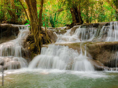 Huai Mae Khamin Natural Waterfall  Kanchanaburi  Thailand