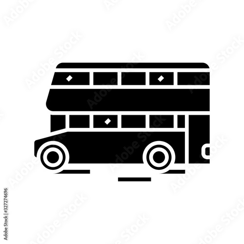 Double decker bus black icon, concept illustration, vector flat symbol, glyph sign.