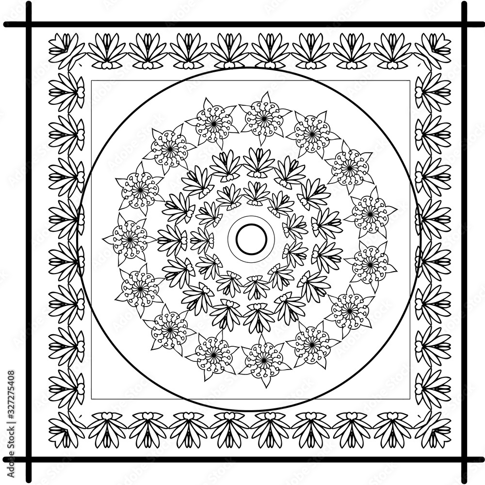 Oriental abstract ornament. Template for carpet, textile and any surface. Ornamental vector pattern with filigree details.mandala background, square geometric lace pattern with ornate frame, tribal Oriental abstract ornament. Template for carpet, textile and any surface. Ornamental vector pattern with filigree details.mandala background, square geometric lace pattern with ornate frame, tribal