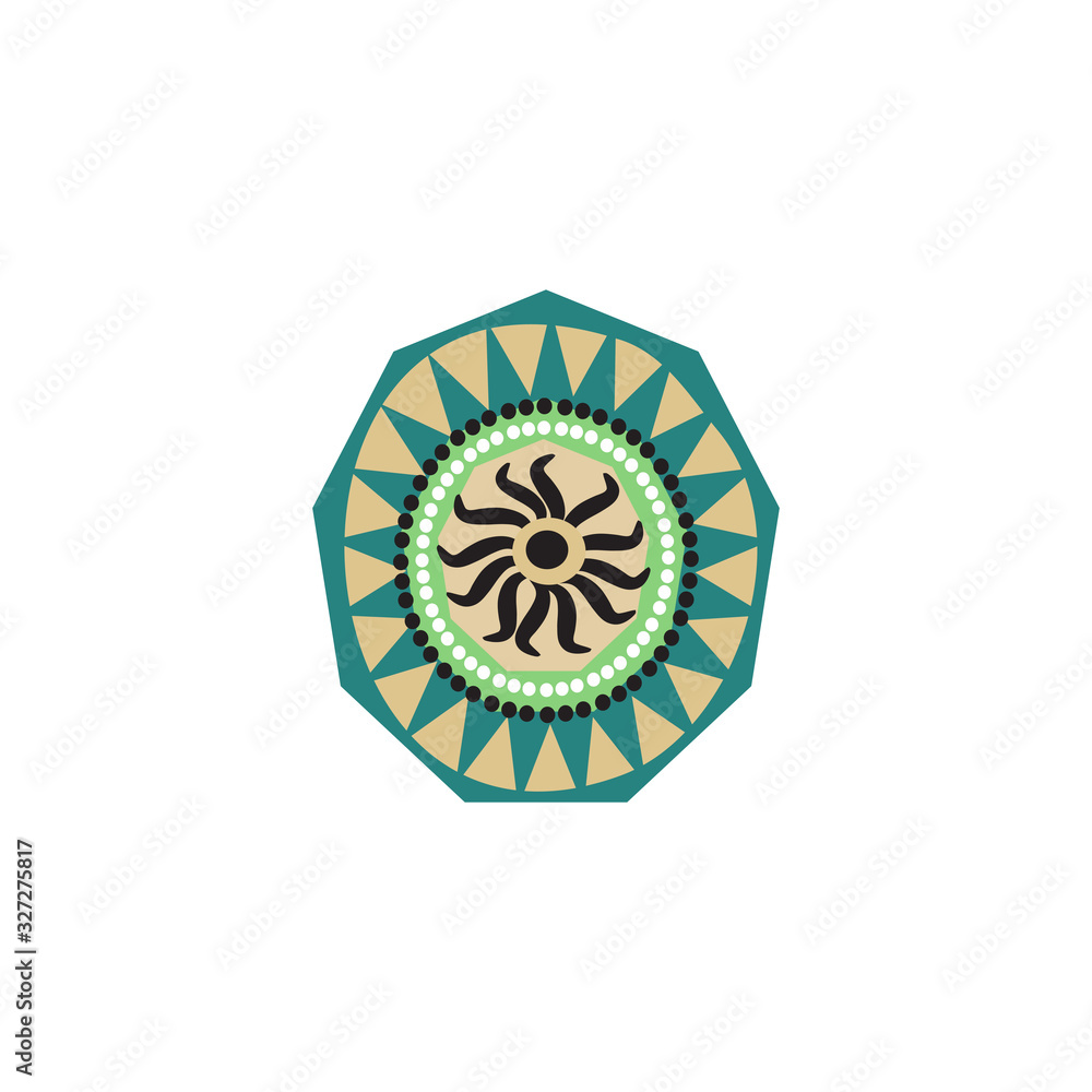 Aboriginal art dots painting icon logo design vector illustration