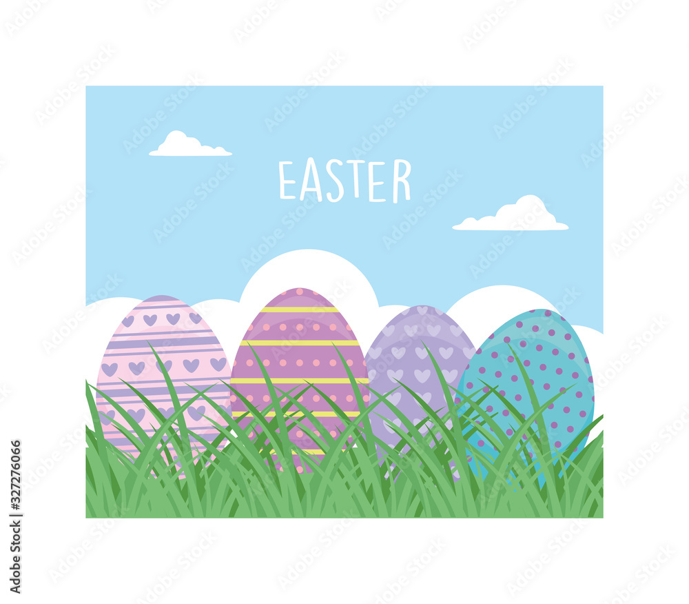 Fototapeta premium easter label with eggs, greeting card