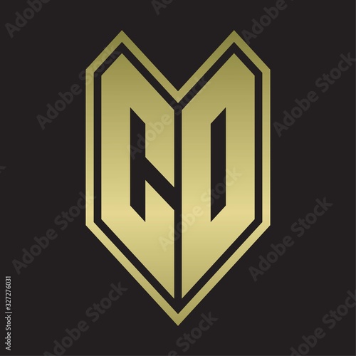 CD Logo monogram with emblem line style isolated on gold colors