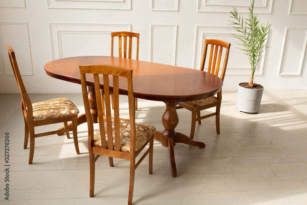 A classic set of wooden furniture for the kitchen. A classic set of wooden furniture for the kitchen.