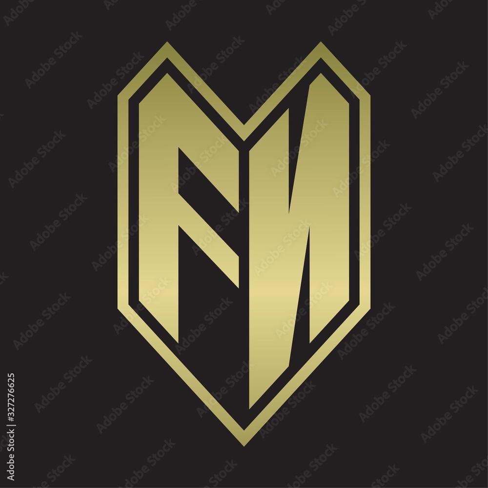FN Logo monogram with emblem line style isolated on gold colors FN Logo monogram with emblem line style isolated on gold colors
