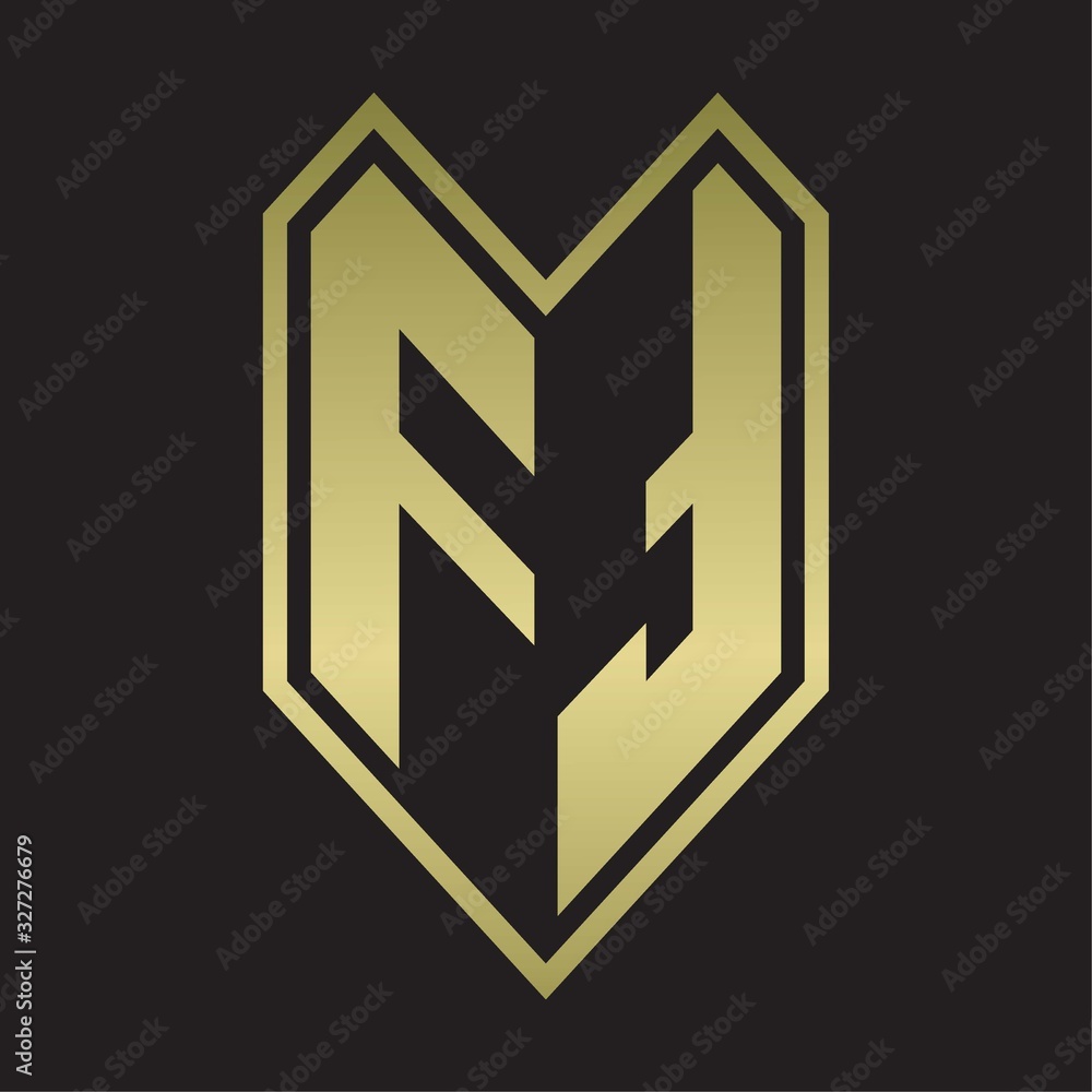 FT Logo monogram with emblem line style isolated on gold colors FT Logo monogram with emblem line style isolated on gold colors