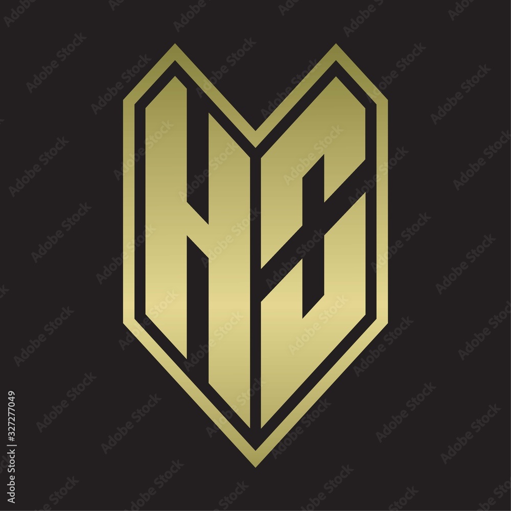 HO Logo monogram with emblem line style isolated on gold colors HO Logo monogram with emblem line style isolated on gold colors