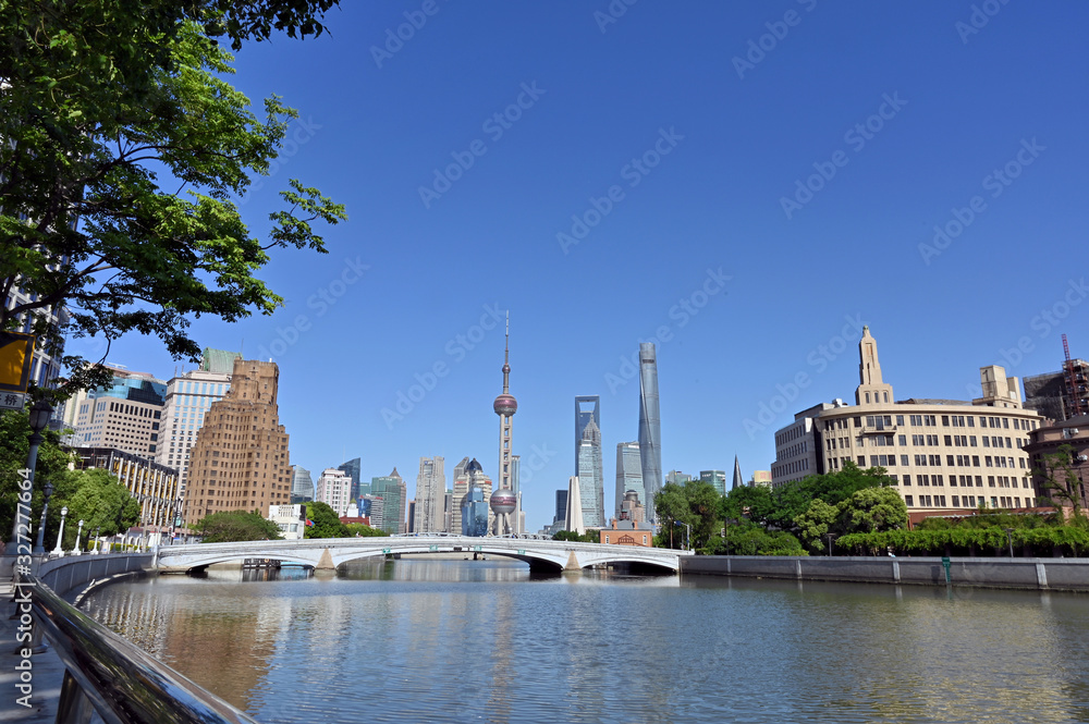 Obraz premium Modern architecture complex of Shanghai international financial and Trade Zone, China