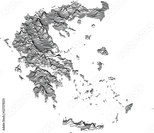 Gray Topographic Relief Map of European Country of Greece