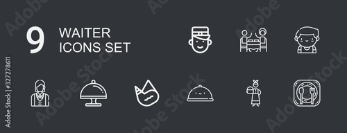 Editable 9 waiter icons for web and mobile