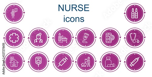 Editable 14 nurse icons for web and mobile