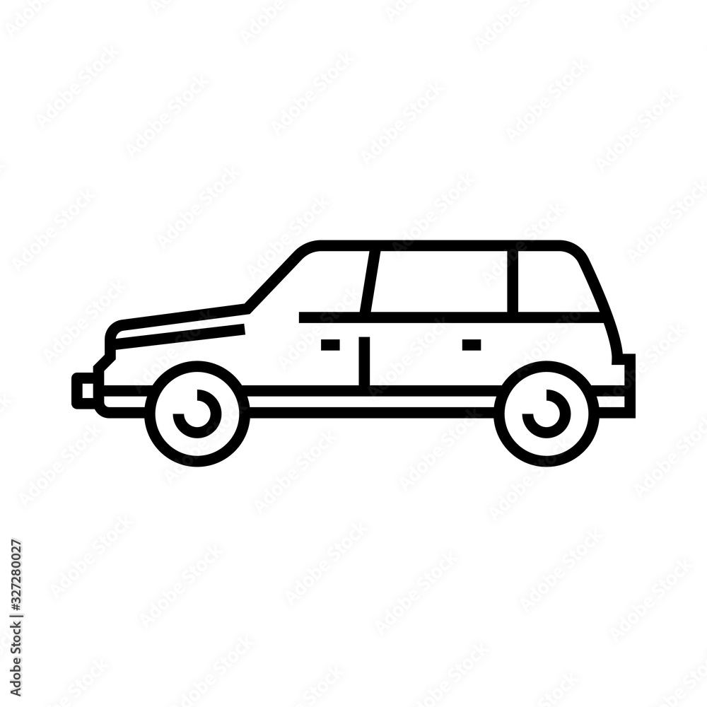 Motor car line icon, concept sign, outline vector illustration, linear symbol.