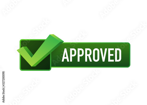 Approved stamp vector. Flat style design button