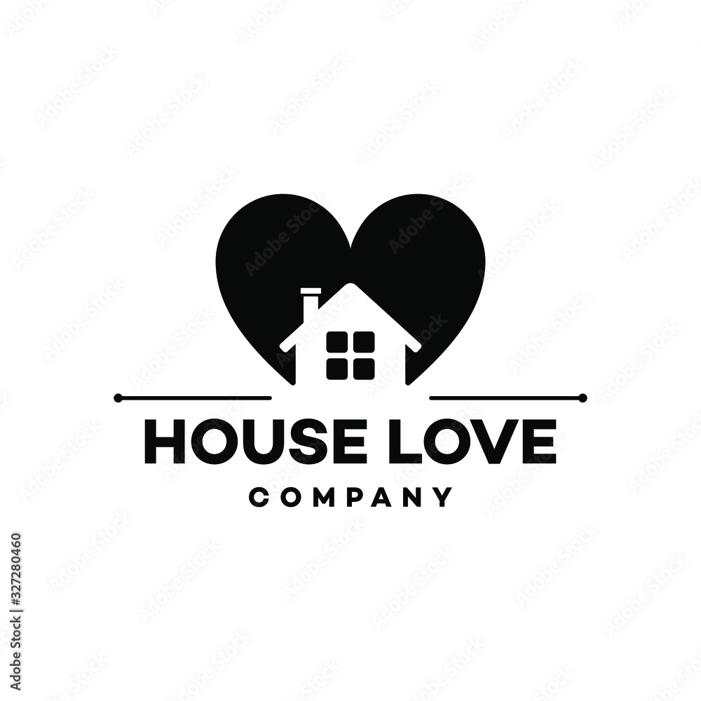 House with heart shape, love home care symbol, vector illustration ...