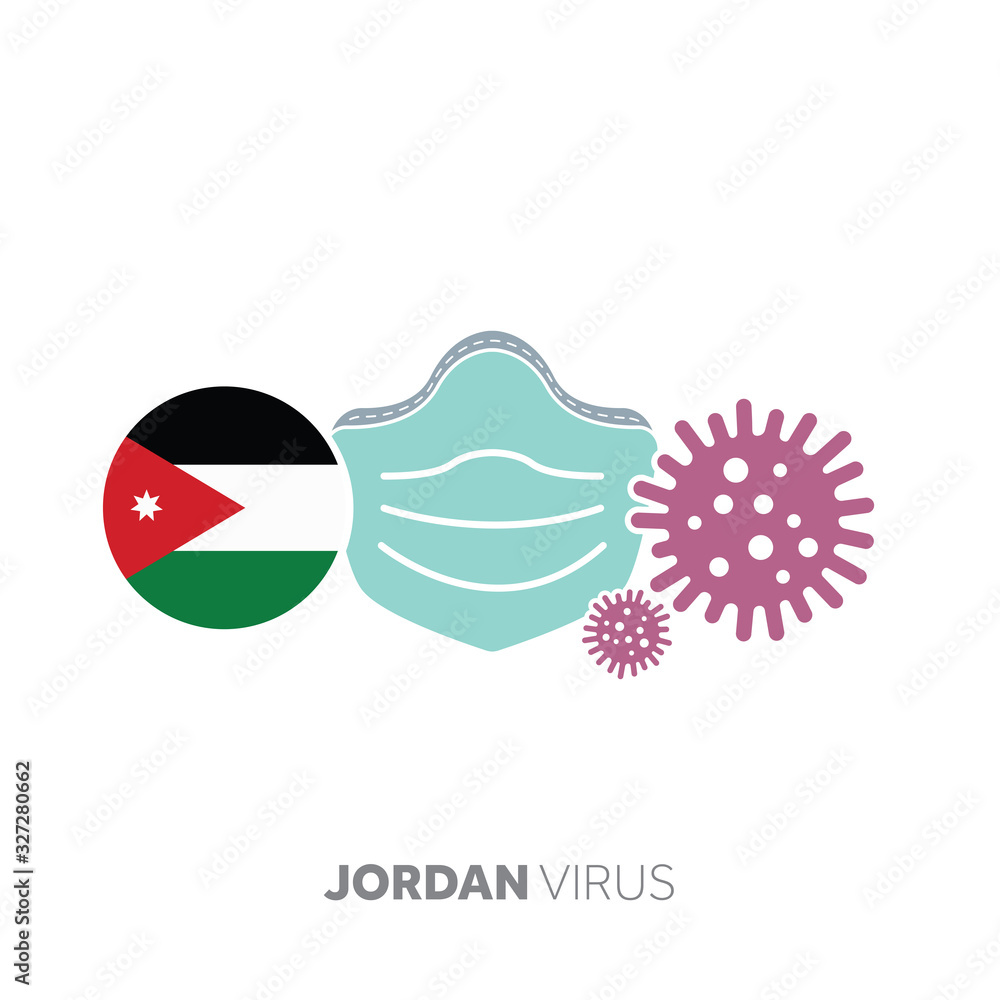 Jordan coronavirus outbreak concept with face mask and virus microbe