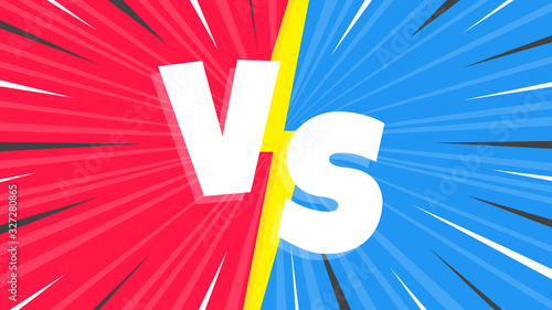 Versus screen flat style design vector illustration. Fight screen for battle or gaming. Red versus blue. Fight 
