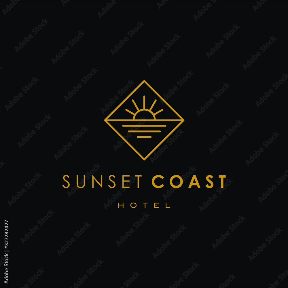 elegant sun sunset sunrise logo icon in trendy line style vector Illustration elegant sun sunset sunrise logo icon in trendy line style vector Illustration