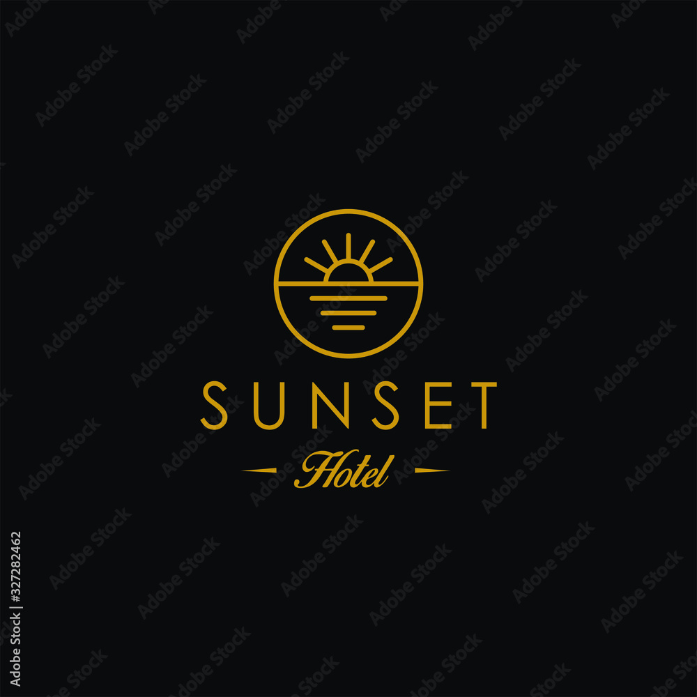 elegant sun sunset sunrise logo icon in trendy line style vector Illustration elegant sun sunset sunrise logo icon in trendy line style vector Illustration