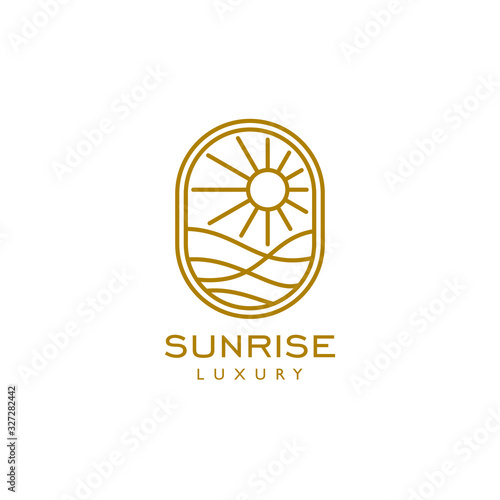 elegant sun sunset sunrise logo icon in trendy line style vector Illustration	