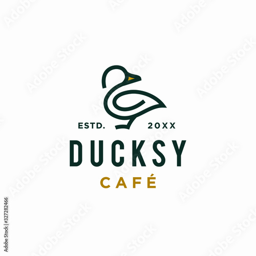 Fototapete duck goose logo icon vector illustration hipster stock for cafe and restaurant m