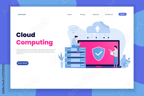 Cloud computing online database technology security computer web data center landing page template
