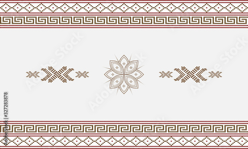 Seamless geometric ornamental pattern background. seamless traditional textile bandhani sari border. creative seamless motif ulos batak