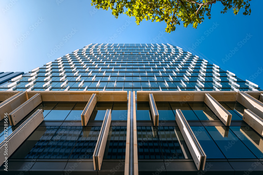 Fototapeta premium Looking up to an Office building at Martin Place, one of the most innovative and flexible office buildings in Sydney, Australia.